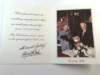 Christmas Card Signed By Billy And Ruth Graham Christmas 2000 Photo Card