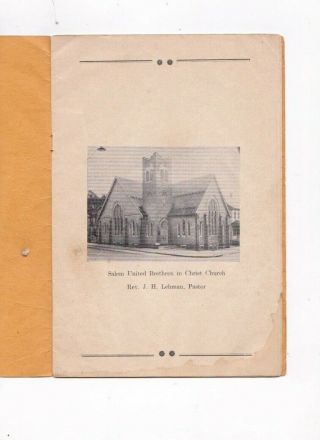 1938 YOE,  PA.  YORK COUNTY SALEM UNITED BRETHREN CHURCH GOLDEN JUBILEE PROGRAM 3
