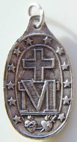Rare Design Vintage Miraculous Holy Medal Catholic Prayer BVM Mary High Relief 2
