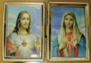 Two Hearts Frame Catholic Devotional Image Sacred Heart Of Jesus Immaculate Mary