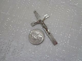 Vintage Silver Cross Crucifix,  I Am A Catholic Notify A Priest Italian Cross