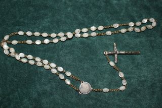 Vintage Opalescent Bead Catholic Rosary With Silver Cross