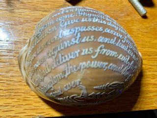 Vintage Sea Shell With The Lords Prayer Our Father Religious Catholic Christian