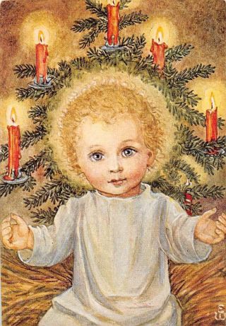 Old German Rare Holy Cards From 1930 " H2318 " Angels Child