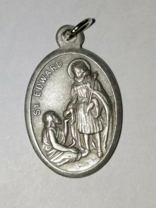 Vintage St Edward,  Silver Color Metal,  Catholic Medal,  Charm,  Italy