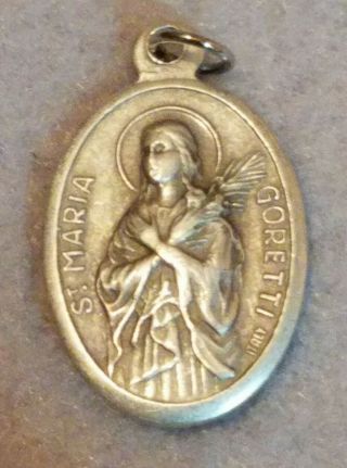 Vintage St Maria Goretti,  Silver Color,  Metal Catholic Medal,  Charm,  Italy