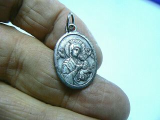 A Vintage Our Lady Of Perpetual Help Roman Catholic 1 " Oval Holy Medal