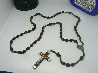 Hand Carved Wooden Bead Roman Catholic Vintage Holy Rosary From France