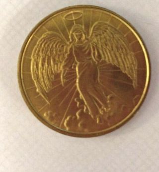 Vintage Religious Guardian Angel Gold Tone Coins Token