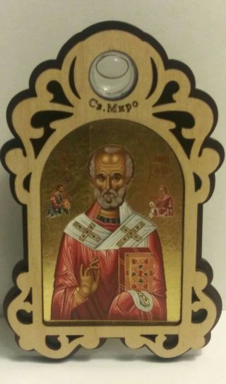 San Nicola Manna Wooden Dispay Saint Nicholas From Bari,  Italy Relic Display