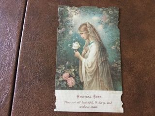 Antique Catholic Prayer Card - Mystical Rose - (8)