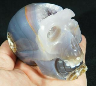 A Larger Banded Agate And Quartz Crystal Skull From Brazil 419gr