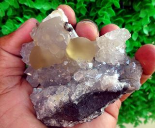 calcite w/ fluorite balls on mm quartz Mineral Specimen 2
