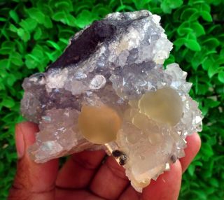 calcite w/ fluorite balls on mm quartz Mineral Specimen 3