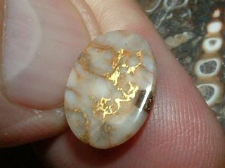 California Amber Gold Quartz Cabochon 3.  3 Carats Natural Gold In Quartz Gems