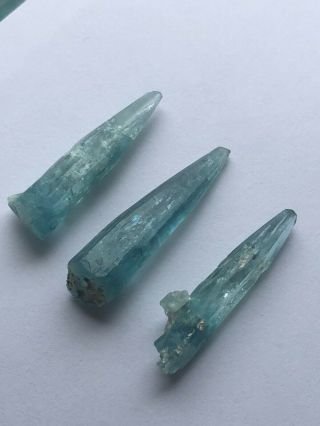 Single Aquamarines Natural Color And Forms,  From Mimoso Do Sul Mine.