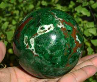 69mm (2.  7 ") Aaa Large Malachite With Chrysocolla Geode Crystal Sphere Ball 1351