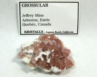 Garnet Var.  Pink Grossular With Chrysotile Jeffrey Mine,  Québec,  Canada