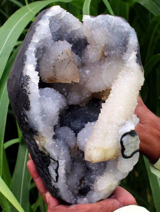Awesome Calcite Crystals With Fluorites On It In Huge Geode