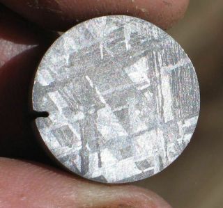 Gorgeous 22g Etched Gibeon Iron Meteorite Round Etch For Jewelry