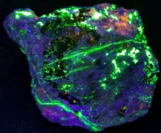 Franklin Nj Fluorescent Mineral - Purple Hardystonite - Orange Clinohedrite - Green Wi