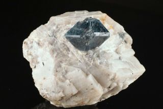 Blue Spinel Crystal On Calcite Franklin,  Jersey - Ex.  Lemanski