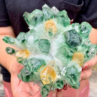 2.  79lb Find Green Phantom Quartz Crystal Cluster Mineral Specimen Healing