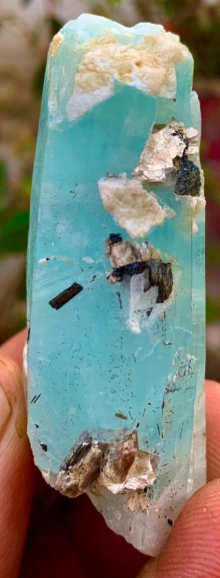 WoW 244 c.  t Top Damage Terminated Etched Blue Color Aquamarine Crystal. 2