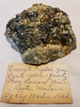 Enargite Crystals Grey Pyrite Quartz From Leonard Mine Butte Mt 290g