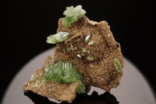 Aesthetic Ludlamite On Pyrite Crystal Cluster Huanuni Mine,  Bolivia