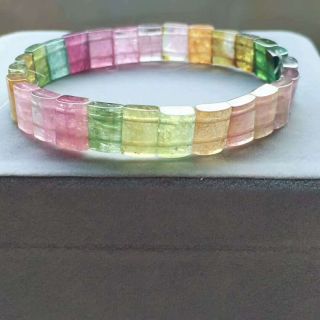 9.  2mm Natural Colorful Tourmaline Crystal Rectangle Bead Woman Bracelet Aaaaa