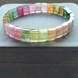 9.  2mm Natural Colorful Tourmaline Crystal Rectangle Bead Woman Bracelet AAAAA 2