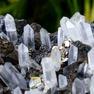 Spectacular 4 Inch Quartz Crystals With Sphalarite And Pyrite Combo