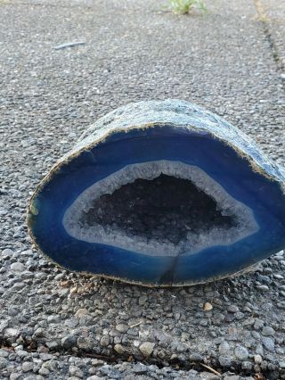 10.  1 Lbs Large Blue Agate Half Approx.  8 " Wide 5 1/2 " High Crystal Stone Geode