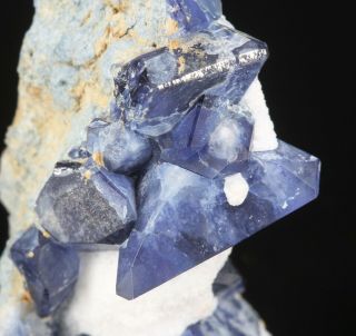 Sharp Blue Benitoite Crystals W/ Natrolite On Matrix - San Benito County,  Ca