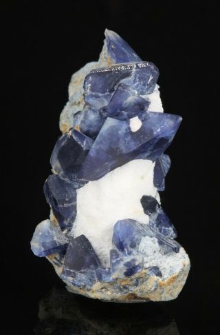 Sharp Blue Benitoite Crystals w/ Natrolite on Matrix - San Benito County,  CA 2