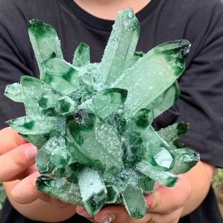 2.  57lb Find Green Phantom Quartz Crystal Cluster Mineral Specimen Healing