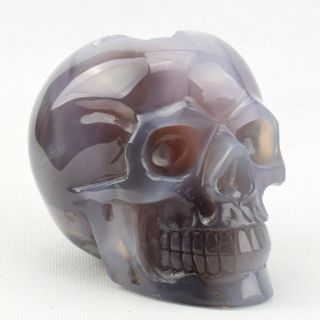 4.  7  Natural Agate Geode Carved Crystal Skull Sculpture,  Crystal Healing