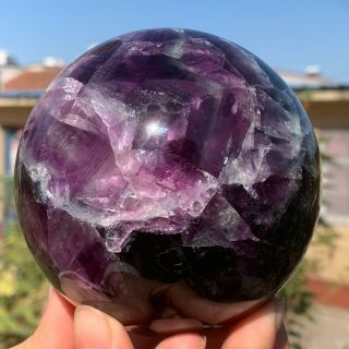 2.  61lb Natural Iridescence Fluorite Crysta Ball Sphere Healing