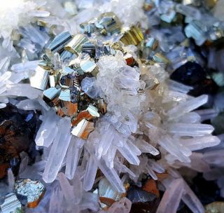 Spectacular 4 Inch Quartz Crystals With Pyrite And Sphalarite Combo