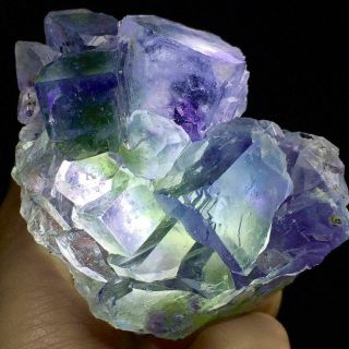 267g Extreme Transparent Blue/green/purple Trapezoidal Fluorite Crystal Specimen