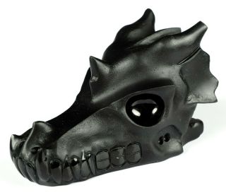 5.  2 " Black Obsidian Carved Crystal Dragon Skull,  Crystal Healing