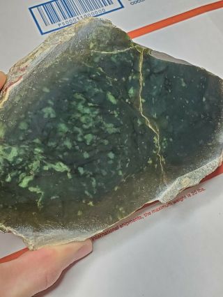 Extra Large Blue And Green Nephrite Jade Rough Slab,  1lb