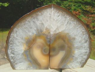 Agate Geode Natural Bookends - Unique Color Blend - Exc Patterns - 5 Lbs 12 Ounces