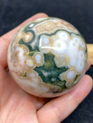 Polished Stone Sphere On Stone Stand - 280.  7 Grams - Vintage Estate Find