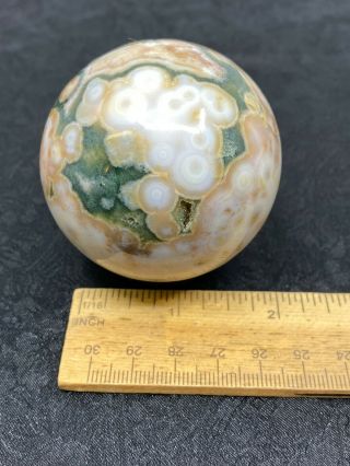 Polished Stone Sphere on Stone Stand - 280.  7 Grams - Vintage Estate Find 2