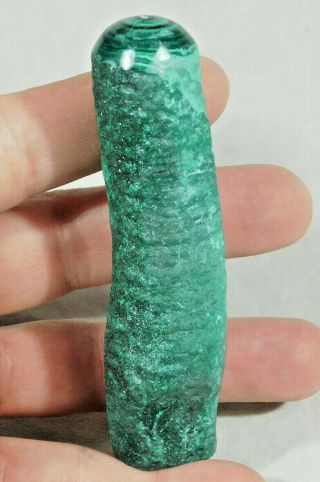 A Long Very Rare & 100 Natural Polished Cave Malachite Stalactite Congo 139gr