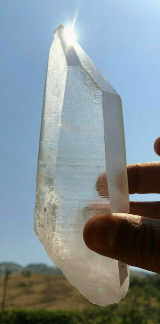6 1/3 " Natural Colorless Lemurian Crystal Quartz - Record Keeper