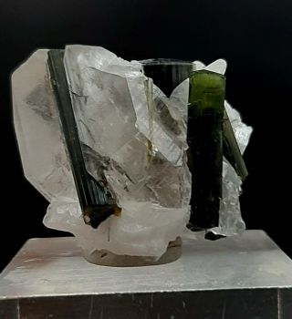 143 Cts Beautifull Green Cape Tourmaline Crystals With Quartz From Staknala