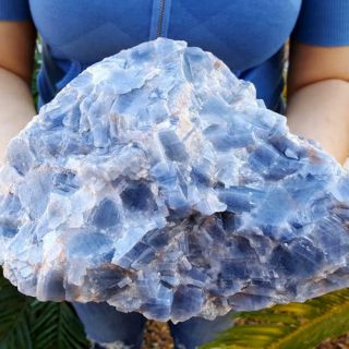Very Fine Large 9 Inch Blue Rombahidral Calcite Crystal Cluster
